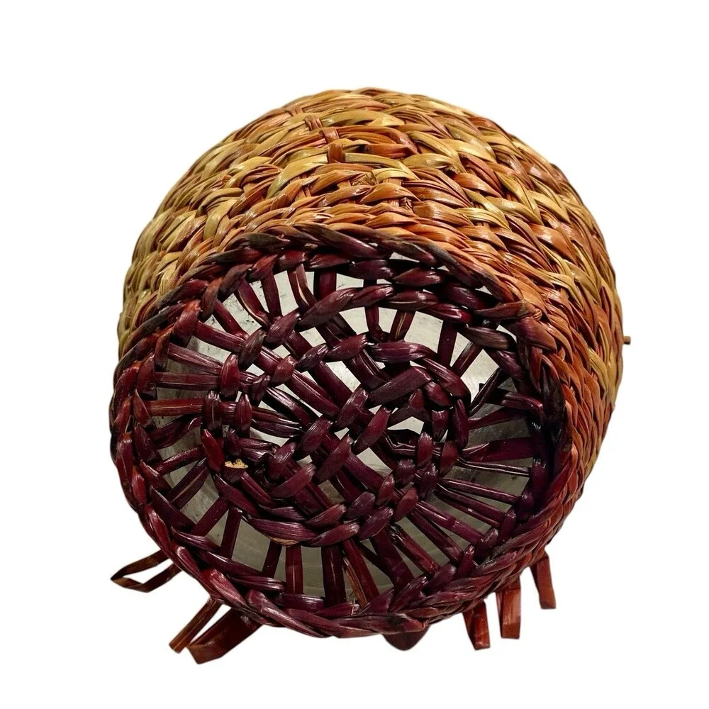 Vintage Wicker Rattan OWL  Basket Planter 6